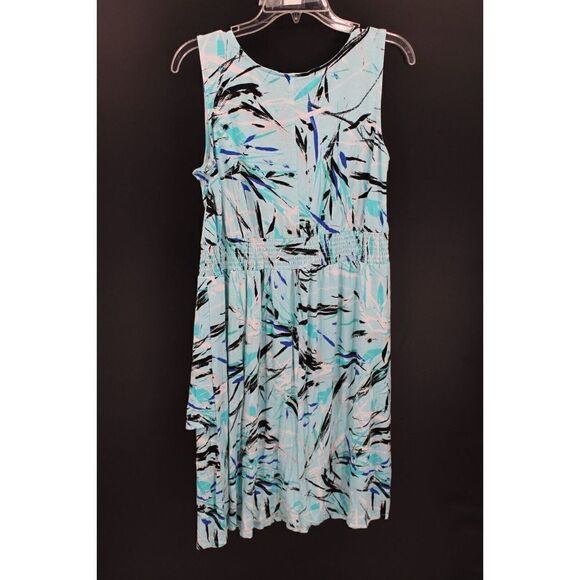 LANE BRYANT 14/16 ABSTRACT PRINT SMOCKED WAIST SUMMER DRESS - Picture 3 of 8